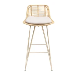 Drawer CAPURGANA Lot de 2 chaises de bar design en rotin pieds beige H67cm