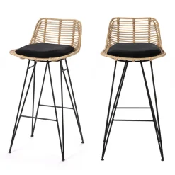 Drawer CAPURGANA Lot de 2 chaises de bar design en rotin H 67 cm
