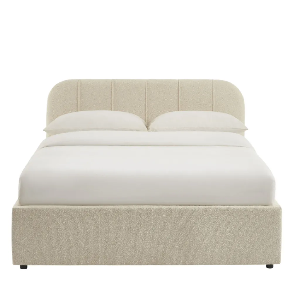 No name CARMEN Lit coffre en tissu chenille 140x190cm