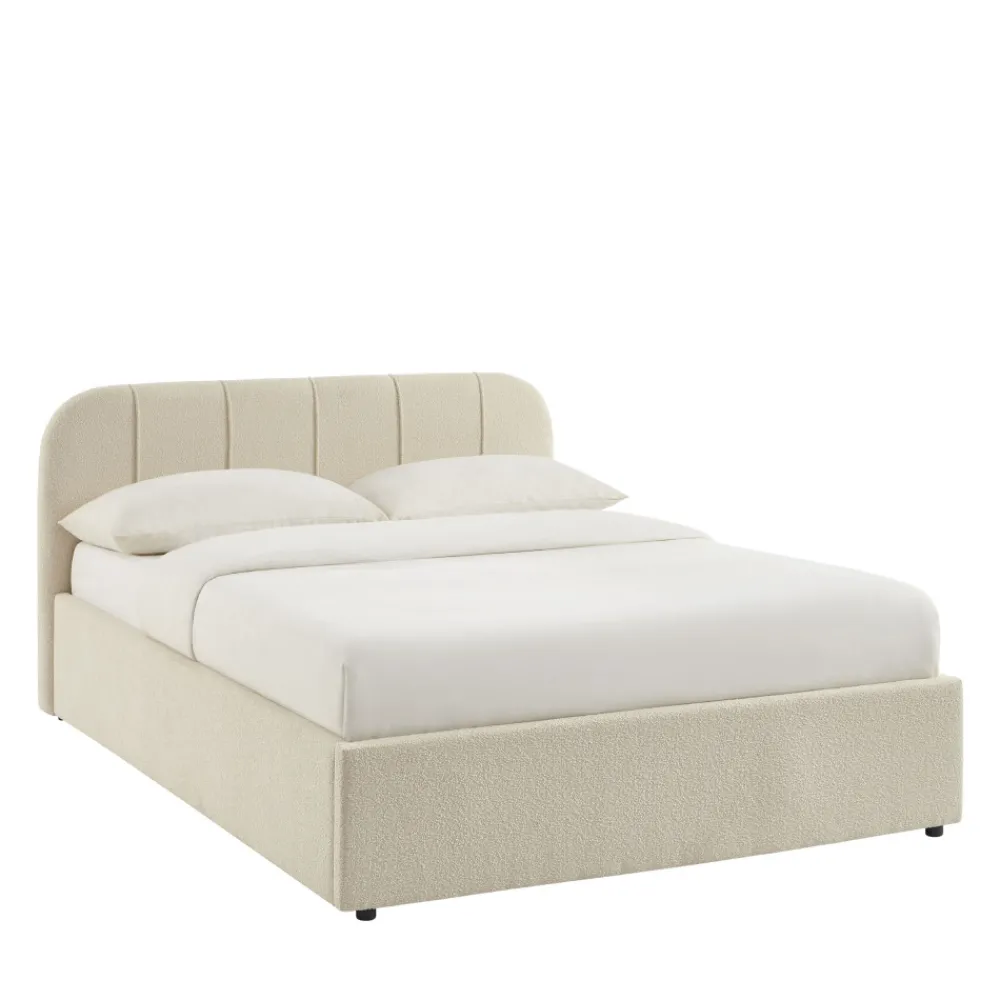 No name CARMEN Lit coffre en tissu chenille 140x190cm