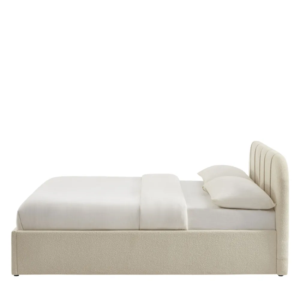 No name CARMEN Lit coffre en tissu chenille 140x190cm