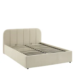 No name CARMEN Lit coffre en tissu chenille 140x190cm