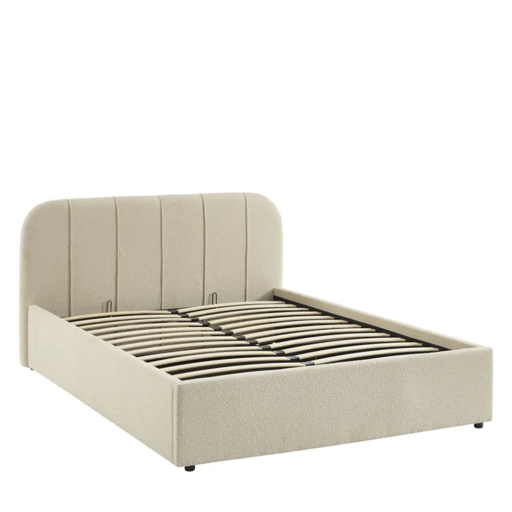 No name CARMEN Lit coffre en tissu chenille 140x190cm
