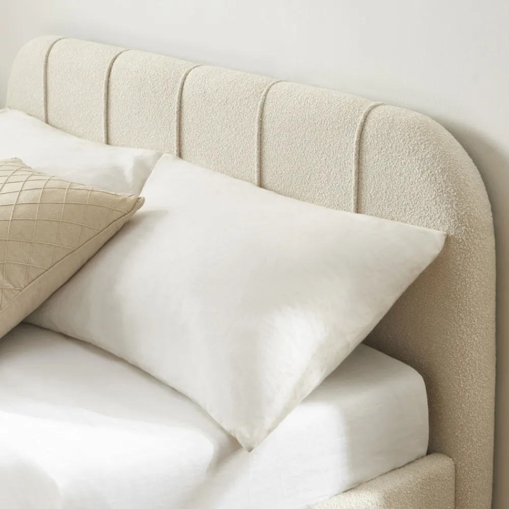 No name CARMEN Lit coffre en tissu chenille 140x190cm