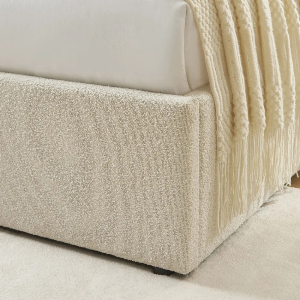 No name CARMEN Lit coffre en tissu chenille 140x190cm