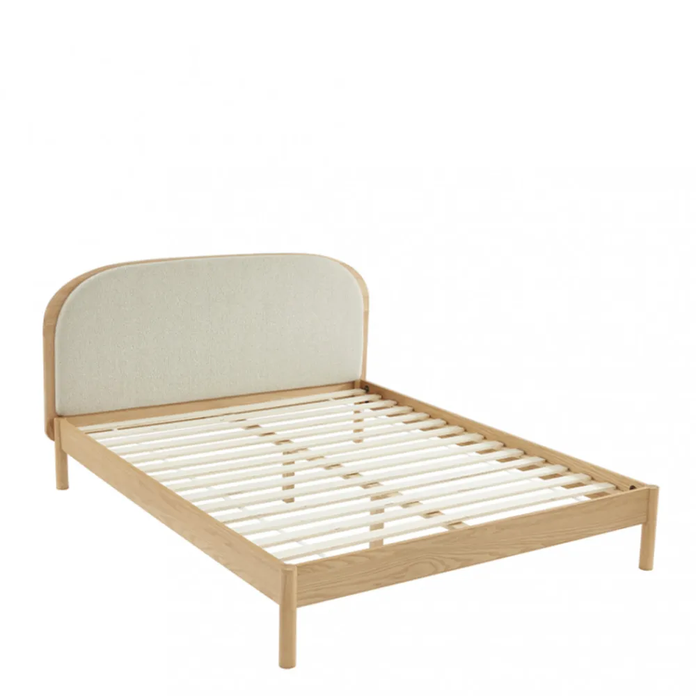 Drawer CARRIE Lit en tissu bouclette et bois 160x200cm