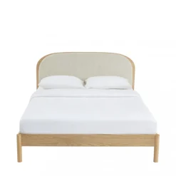 Drawer CARRIE Lit en tissu bouclette et bois 160x200cm