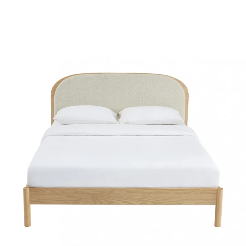 Drawer CARRIE Lit en tissu bouclette et bois 160x200cm