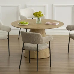 No name CELESTE Lot de 2 fauteuils de table en tissu et métal