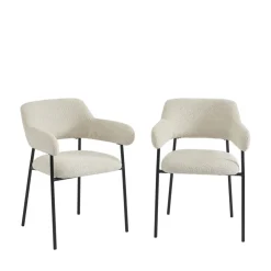 No name CELESTE Lot de 2 fauteuils de table en tissu et métal