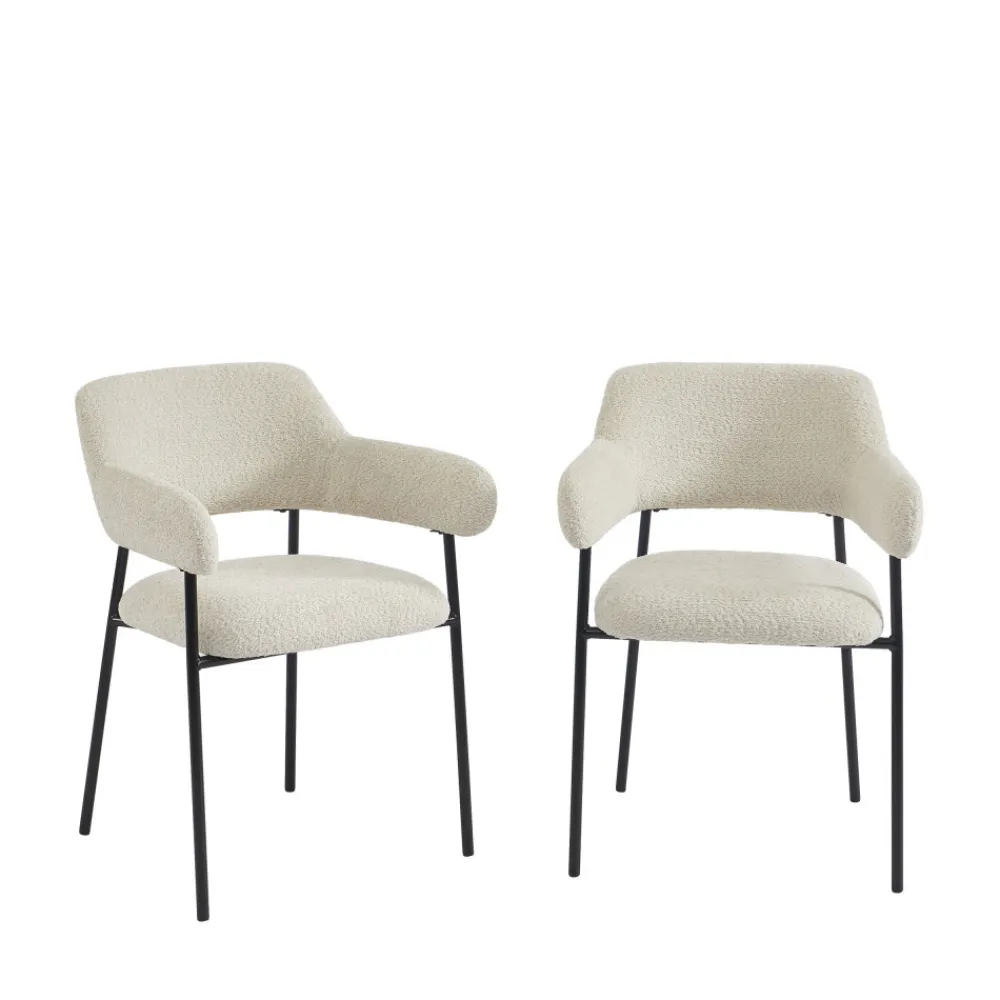 No name CELESTE Lot de 2 fauteuils de table en tissu et métal