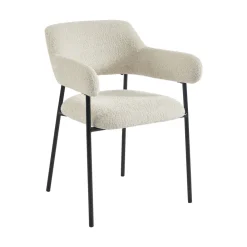 No name CELESTE Lot de 2 fauteuils de table en tissu et métal