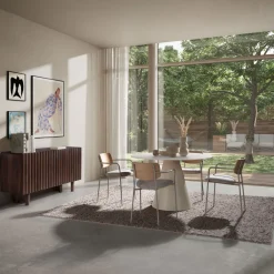 Drawer CELESTE Table à manger 4 personnes ronde en verre trempé et métal ø120cm