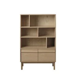 No name CLANE Bibliothèque 6 niches, 2 portes en bois H140cm