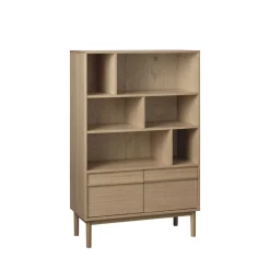 No name CLANE Bibliothèque 6 niches, 2 portes en bois H140cm