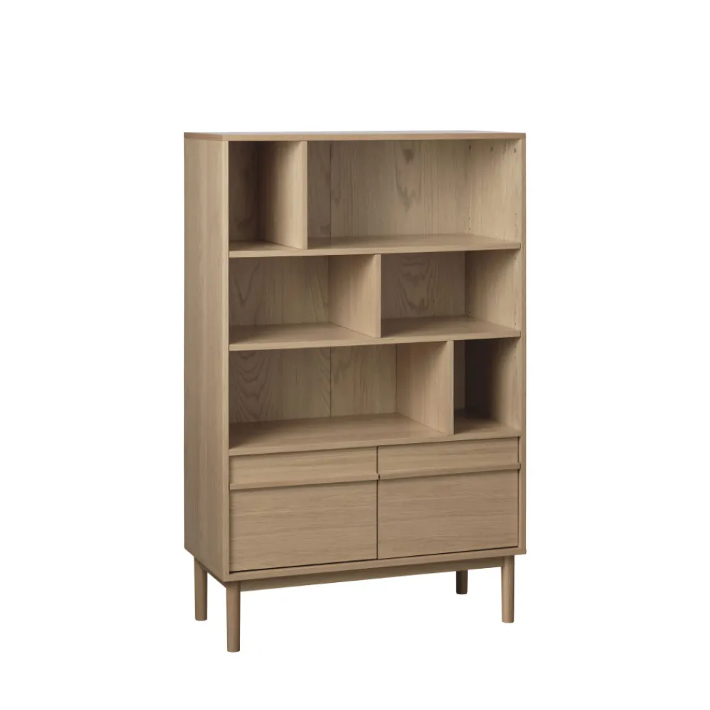 No name CLANE Bibliothèque 6 niches, 2 portes en bois H140cm