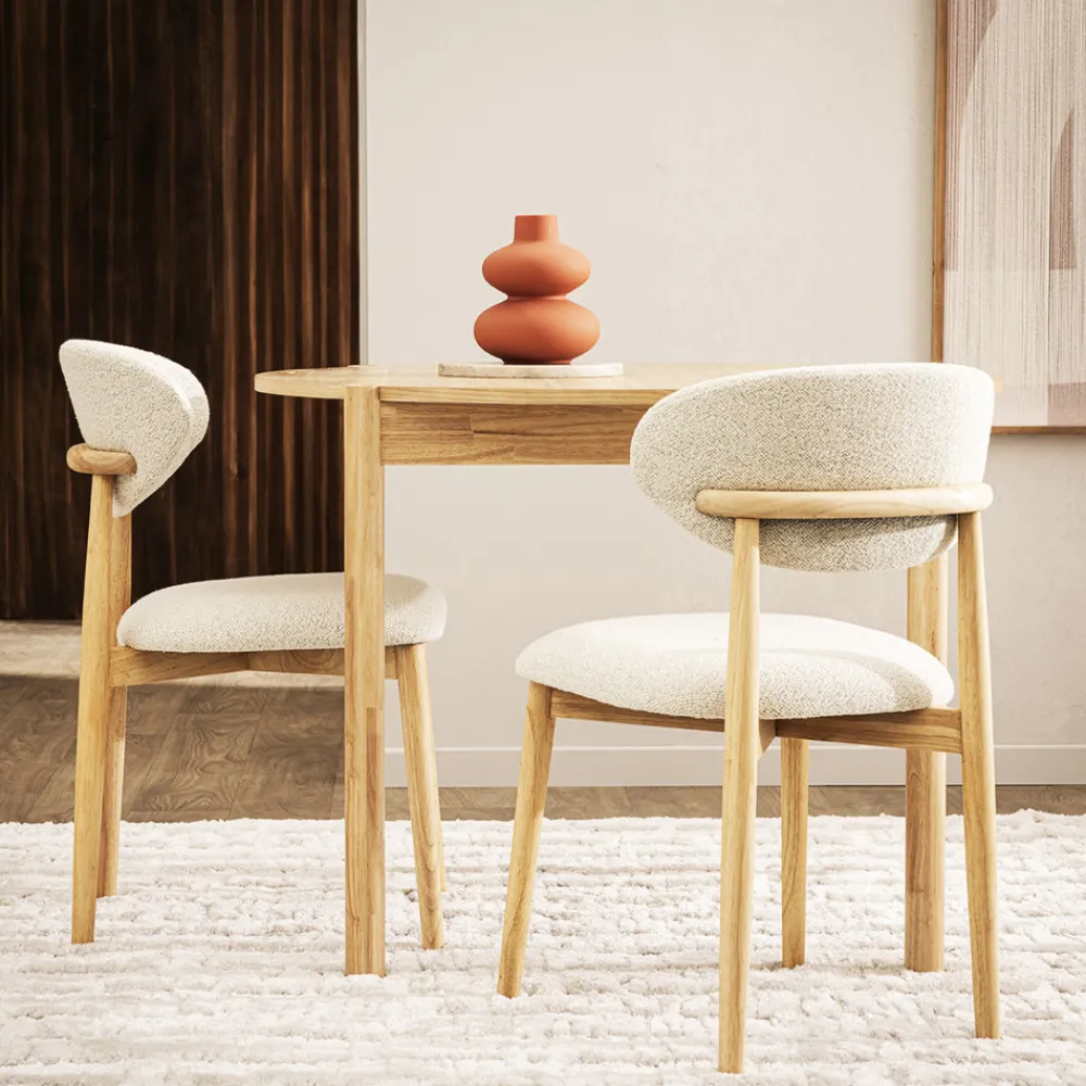 Drawer CLARA Lot de 2 chaises en tissu bouclette et bois