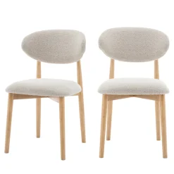 Drawer CLARA Lot de 2 chaises en tissu bouclette et bois