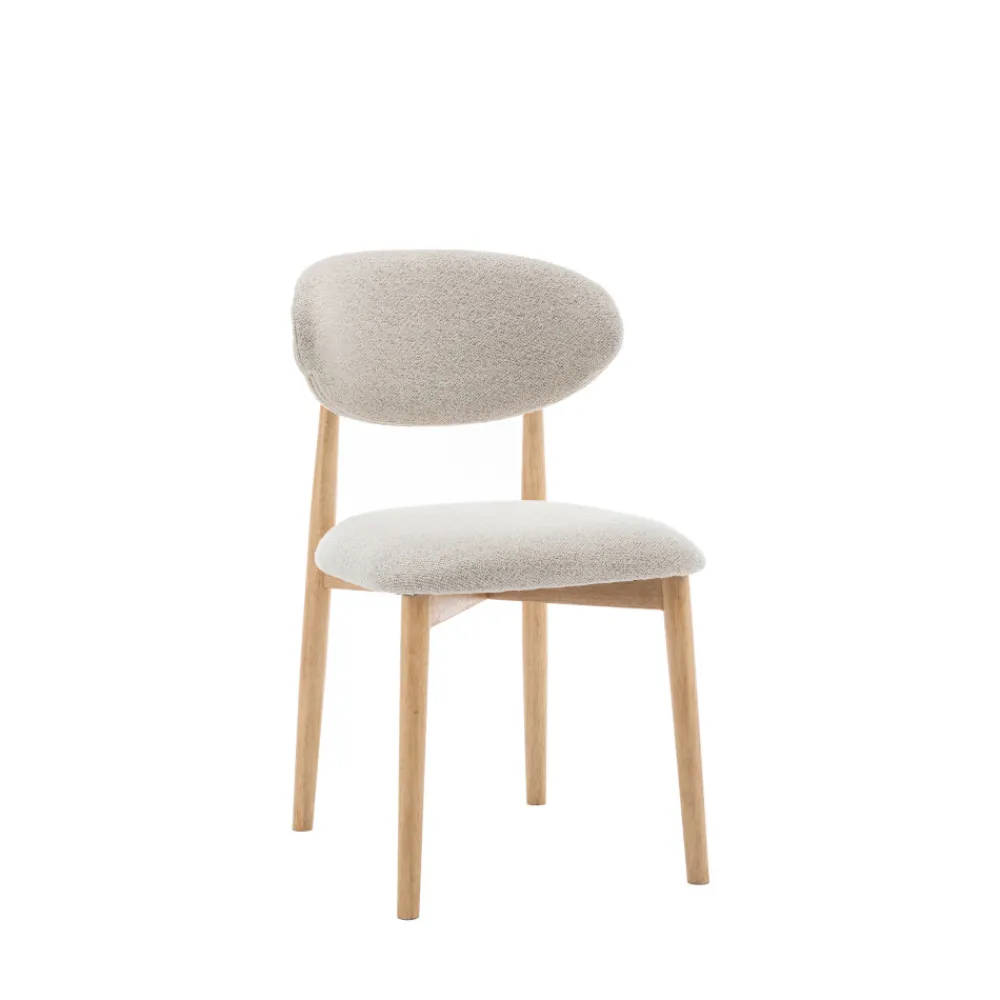 Drawer CLARA Lot de 2 chaises en tissu bouclette et bois