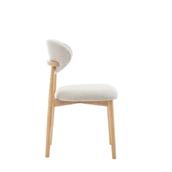 Drawer CLARA Lot de 2 chaises en tissu bouclette et bois