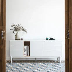 Teulat CORVO Buffet 1 porte 6 tiroirs en bois L180cm