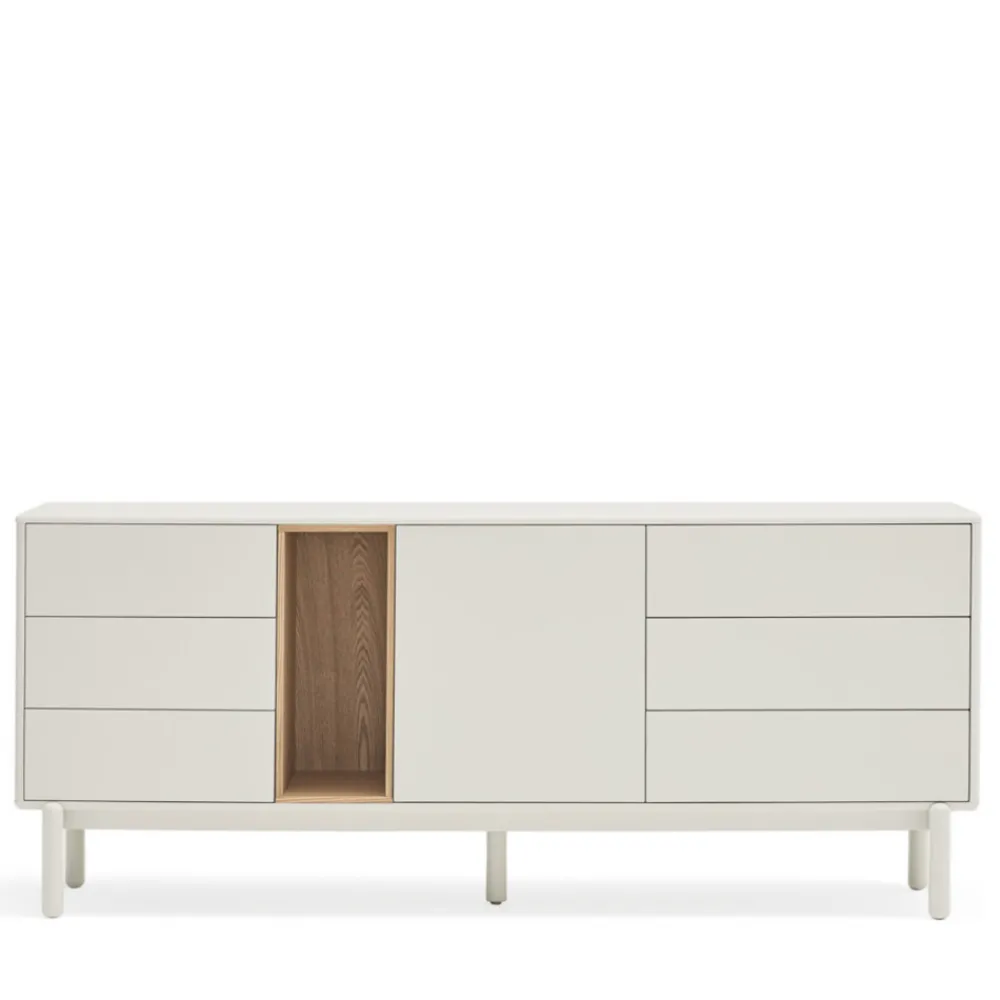 Teulat CORVO Buffet 1 porte 6 tiroirs en bois L180cm