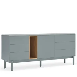 Teulat CORVO Buffet 1 porte 6 tiroirs en bois L180cm