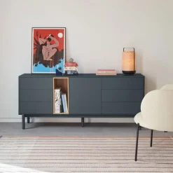 Teulat CORVO Buffet 1 porte 6 tiroirs en bois L180cm
