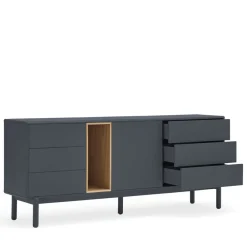 Teulat CORVO Buffet 1 porte 6 tiroirs en bois L180cm