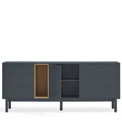 Teulat CORVO Buffet 1 porte 6 tiroirs en bois L180cm