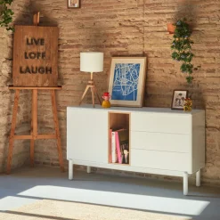Teulat CORVO Buffet 1 porte 3 tirois en bois L136,8cm