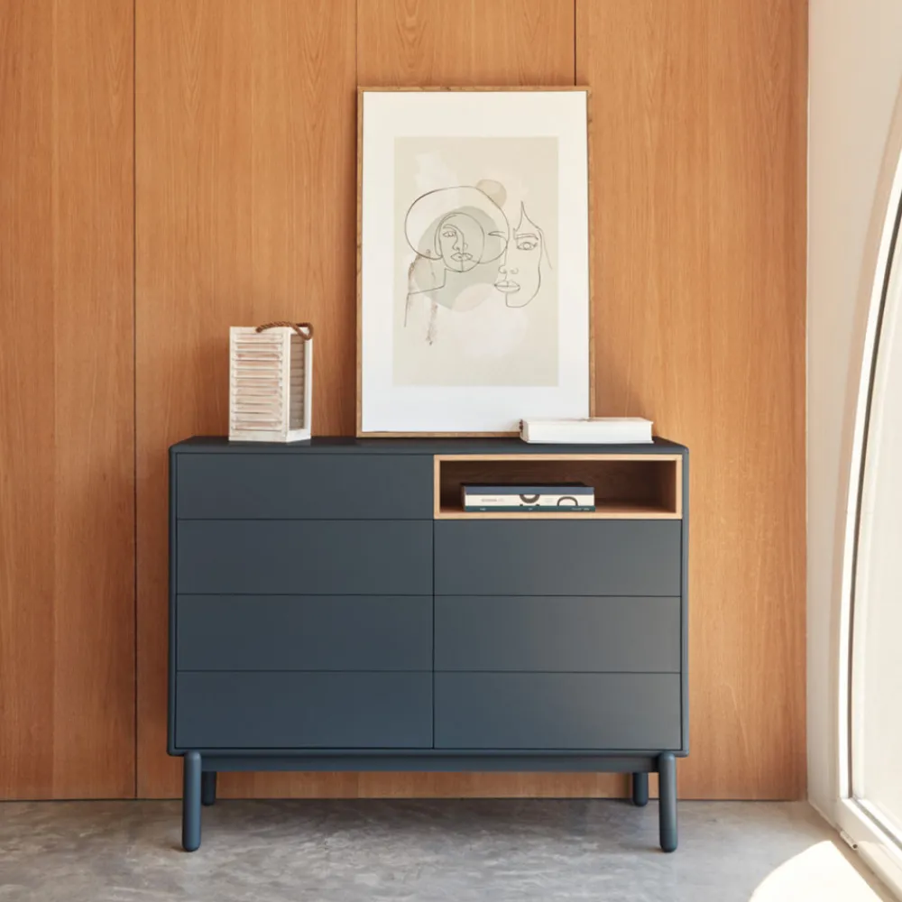 Teulat CORVO Commode 7 tiroirs 1 niche en bois L120xH90cm