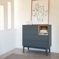 Teulat CORVO Commode 4 tiroirs 1 niche en bois L90xH90cm