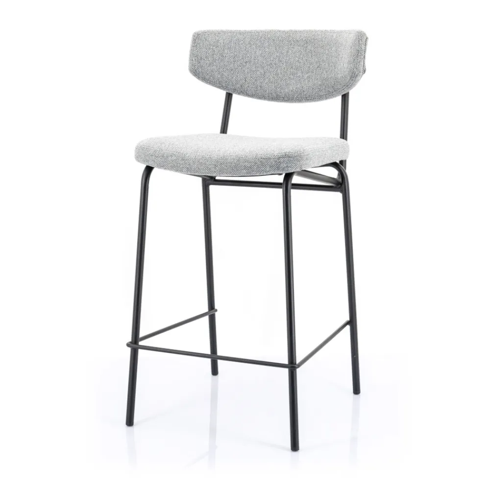 By-Boo CROCKETT Lot de 2 chaises de bar en tissu et métal H66cm