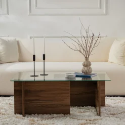 Drawer CUBIX II Table basse en verre trempé et bois