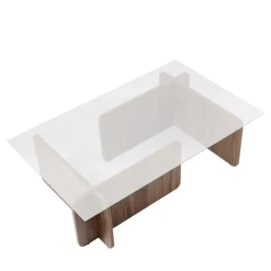 Drawer CUBIX Table basse en verre trempé et bois