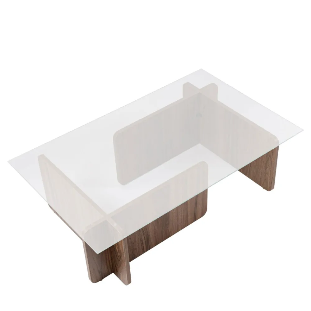 Drawer CUBIX Table basse en verre trempé et bois