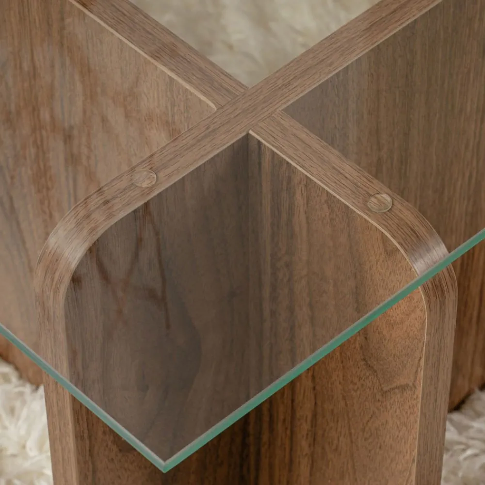 Drawer CUBIX Table basse en verre trempé et bois