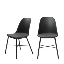 No name CURVI Lot de 2 chaises en plastique et métal