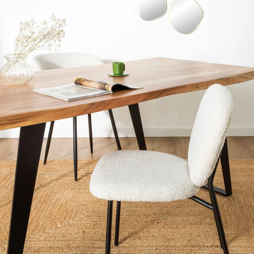 Drawer DALBY Lot de 2 chaises en tissu bouclette et métal