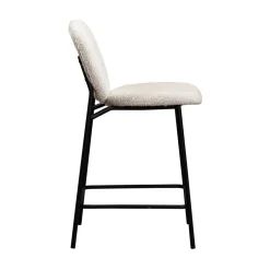Drawer DALBY Lot de 2 tabourets de bar en tissu bouclette et métal H65cm