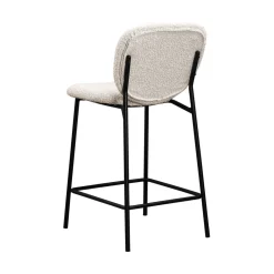 Drawer DALBY Lot de 2 tabourets de bar en tissu bouclette et métal H65cm