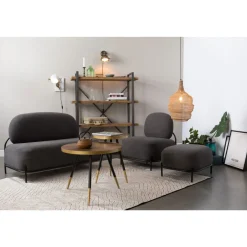 No name DENISE Table basse ronde en métal et bois ø44cm