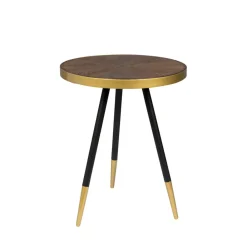 No name DENISE Table basse ronde en métal et bois ø44cm