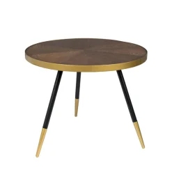 No name DENISE Table basse ronde en métal et bois ø61cm