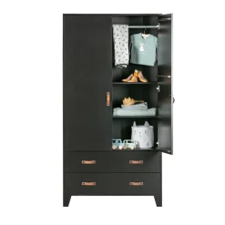 Enfant Woood DIAN Armoire vestiaire pour enfant 2 portes 2 tiroirs