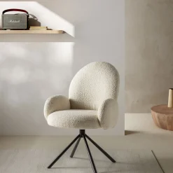 No name DOURO Chaise de bureau en tissu bouclette et métal