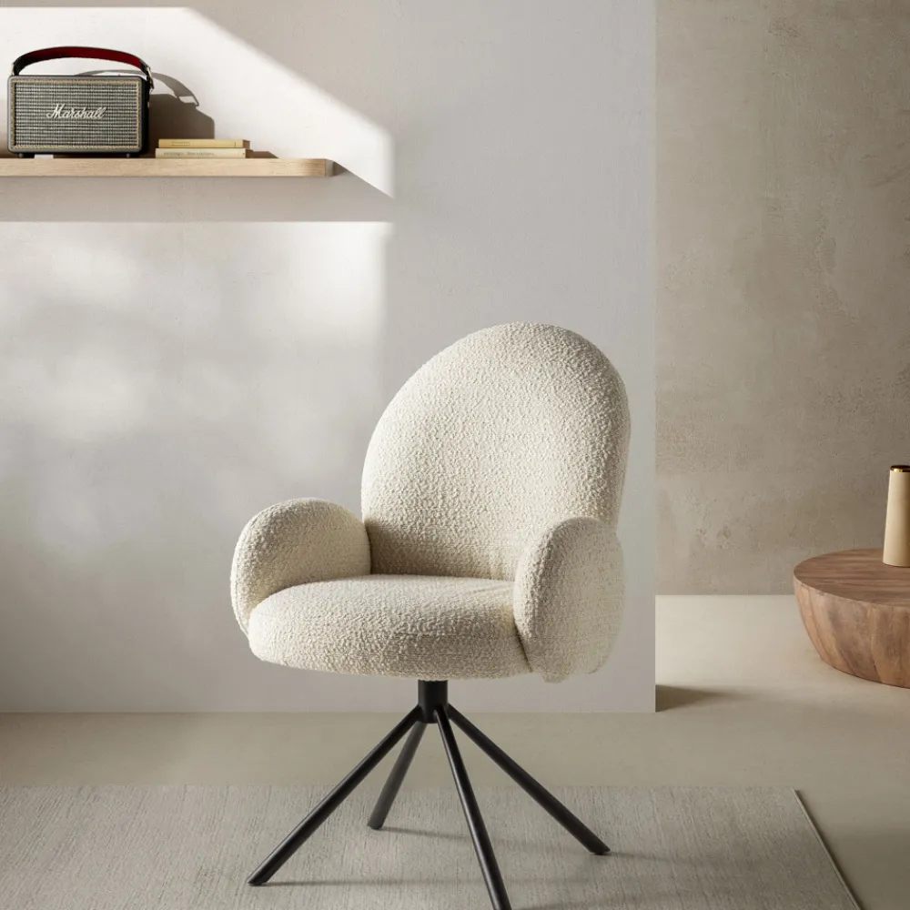 No name DOURO Chaise de bureau en tissu bouclette et métal