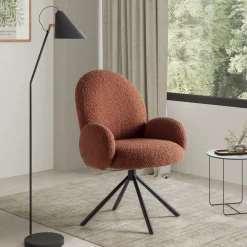 No name DOURO Chaise de bureau en tissu bouclette et métal