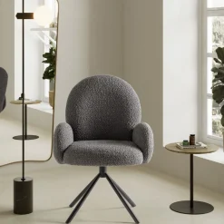 No name DOURO Chaise de bureau en tissu bouclette et métal